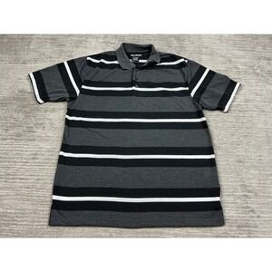 Canyon Club Polo Shirt Mens XL Grey Black Striped Short Sleeve SYD-80-L/FM New